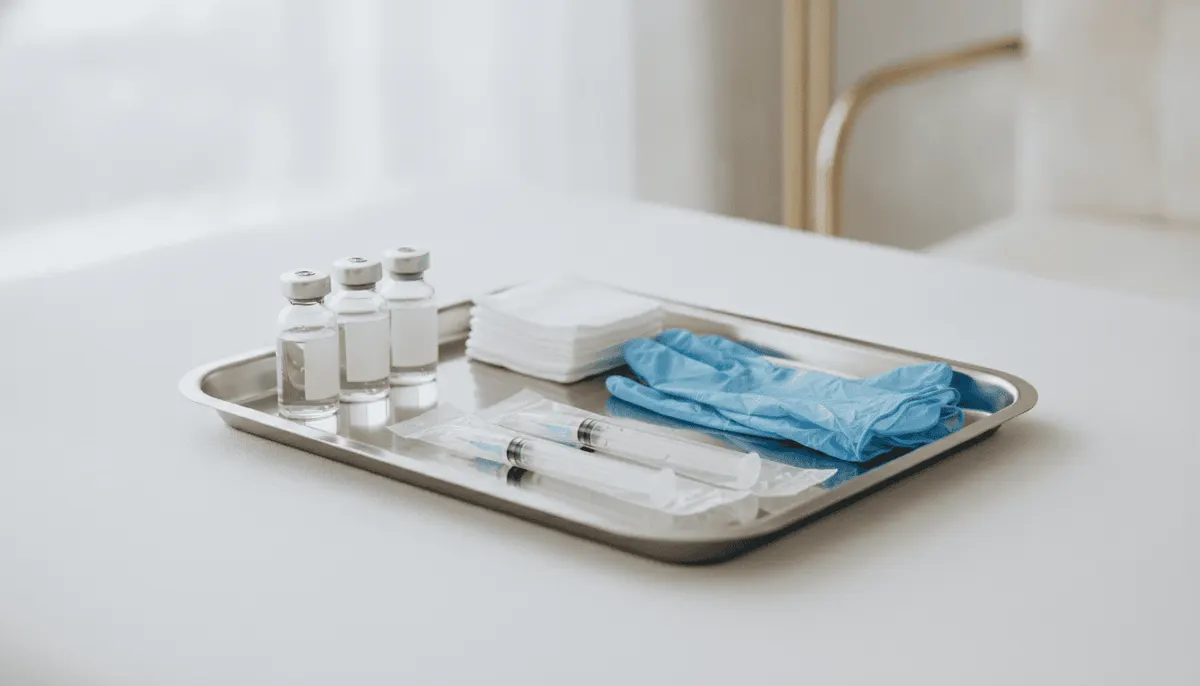 Sterile treatment tray of vials and syringes showing how Botox cost is calculated per unit at an Ontario medical spa